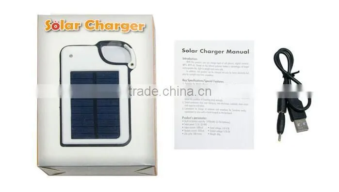 Solar Mobile Charger with Keychain and solar panel
