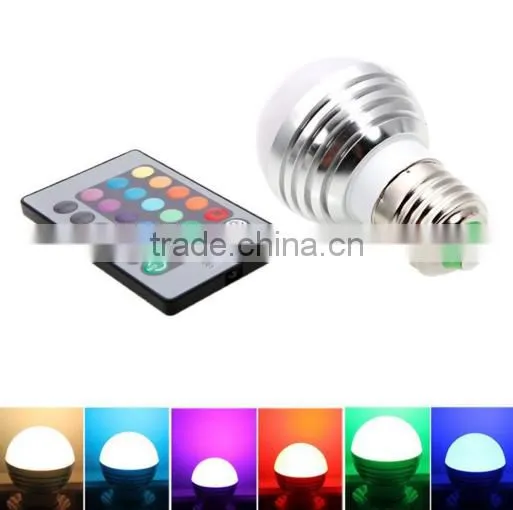 alibaba express 110v 220v 3w color remote led bulb