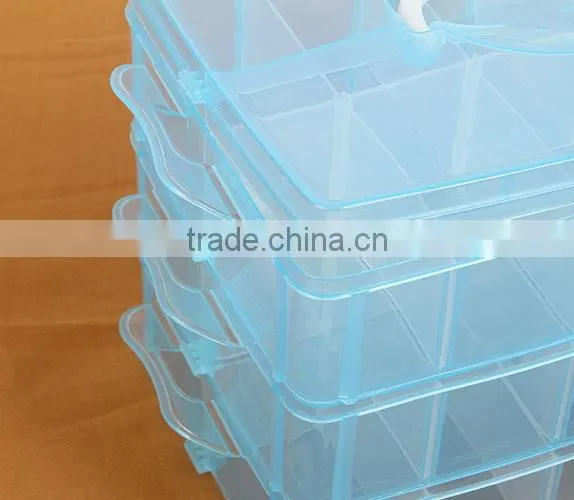 25*18.7*17cm Three Layers 30 Compartments Jewelry Adjustable Plastic Storage Box Jewelry Earring Bin Case Container
