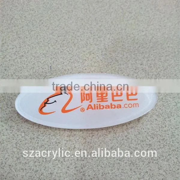 white color acrylic name badge