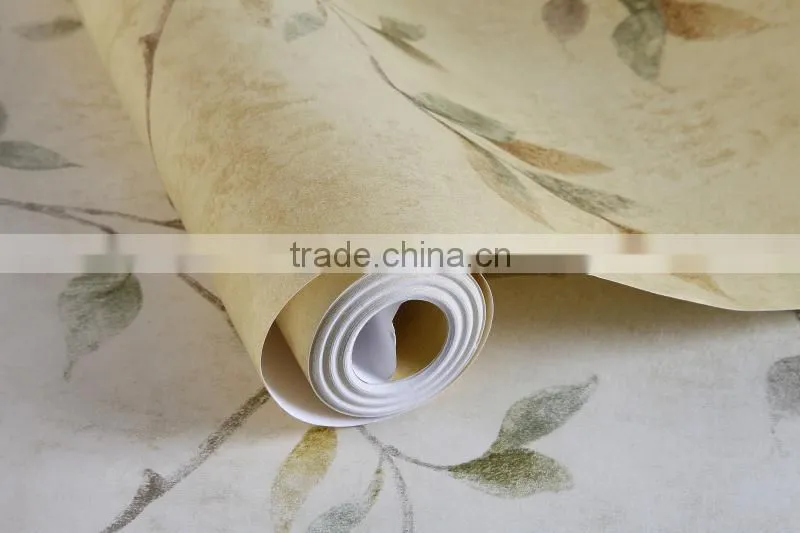 country style leaf pure paper wallpaper for home
