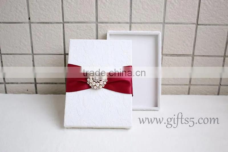 Elegant White Wedding Invitation Card Box With Professional Supplier
