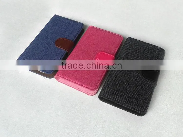 Jeans Style Canvas Leather Diary Phone Universal Case