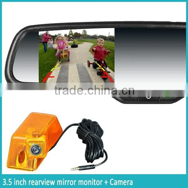 Auto dimming rear view mirror with 3.5 inch LCD monitor display and auto brightness adjustment