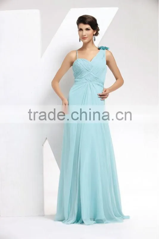one shoulder sweet heart ruffle maxi dress backless blue evening dresses