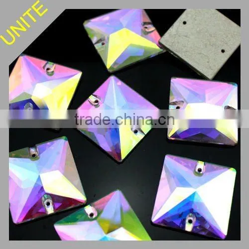 Jet Hematite Square Sew on Glass Stone beads Crystal Garment Accessory