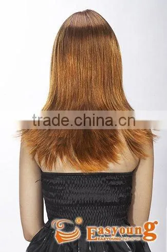 Golden blonde color syntheitc long hair lace wig, gradient wigs
