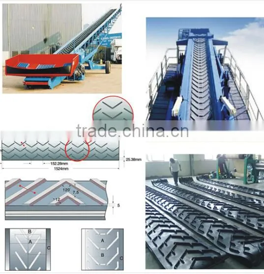 EP NN CC V Chevron/ Patterned Conveyor Belt for packaged materials
