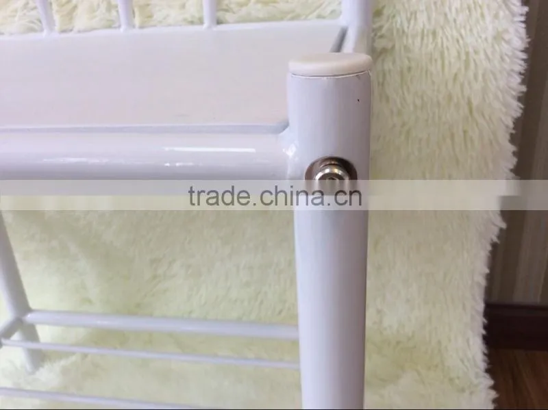 New White Finish Metal Night Stand Accent Table with 2 Shelves