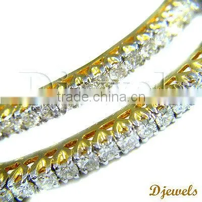 Diamond Studded Gold Bangles, 14 K Gold Diamond Bangles, Jewellery