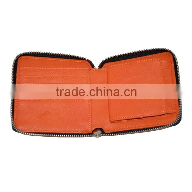 Fashion custom zipper leather wallet case