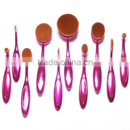 2016 Toothbrush Design Makeup Brush Brush Makeup Cosmetics New High Quality Professional 10 Pcs Rose Gold Oval Brush Set