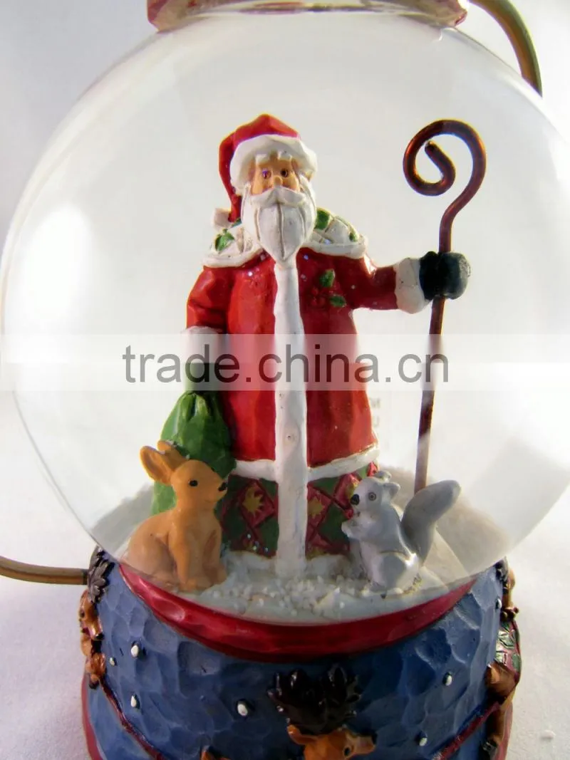 novelty polyresin/resin santa claus christmas snow globe lantern for craft gifts (KNS-10583)