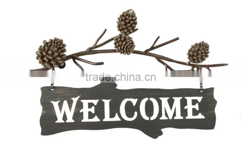 Custom Pinecone Decoraion Welcome Sign