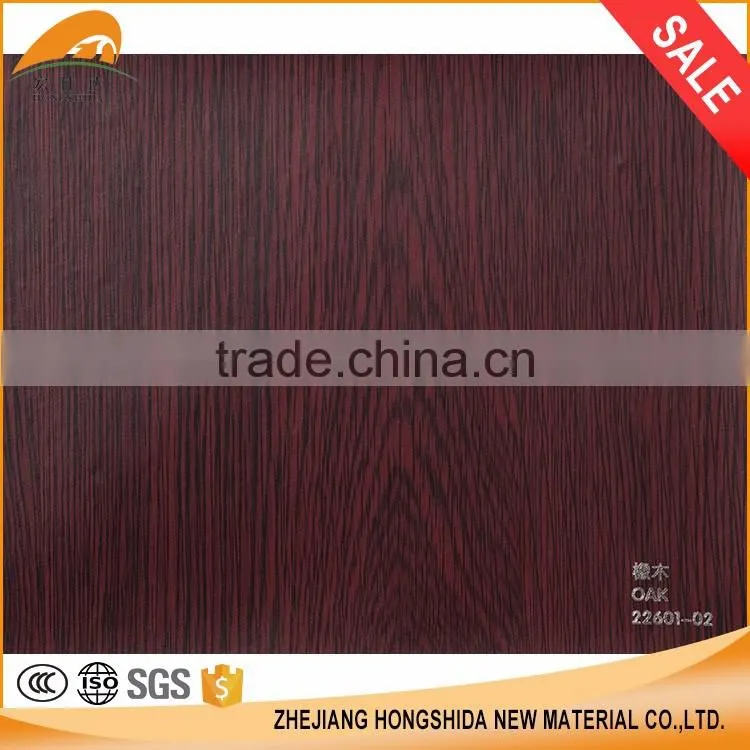 Hot selling pvc film wooden overlay decorative paper for wood furniture