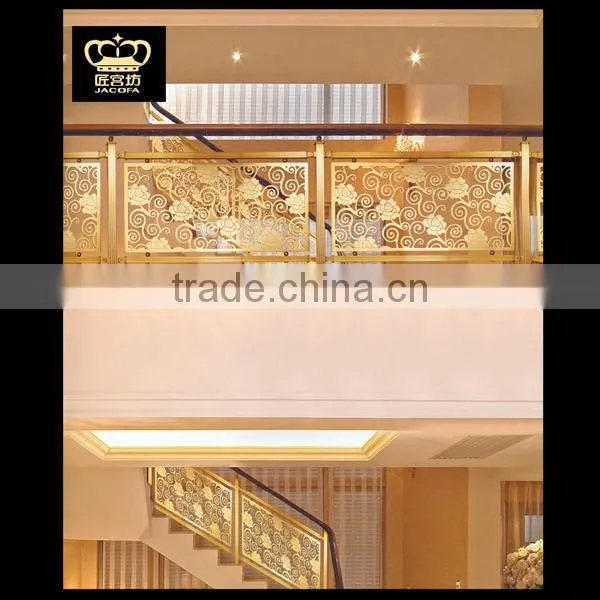 Luxury Aluminum Handrails Staircase Golden Balustrade for Hotel Villa