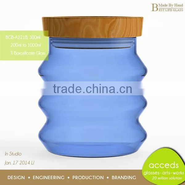 Airtight Borosilicate Blue Glass Mason Jars