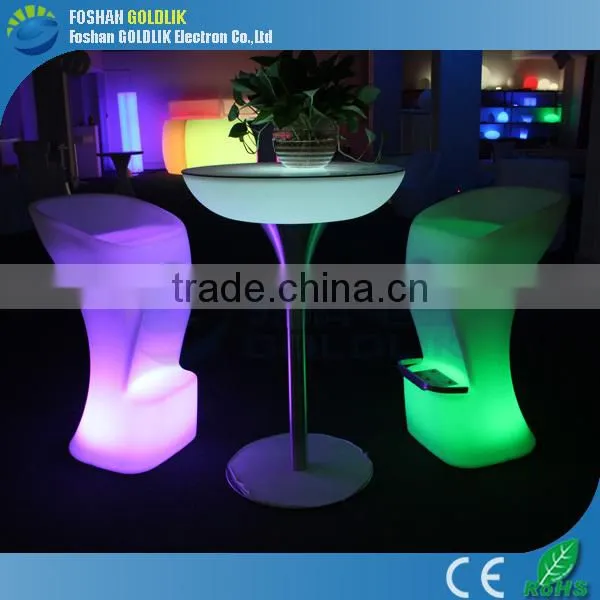 With glass top led cocktail table for party / nightclub GKT-106DC