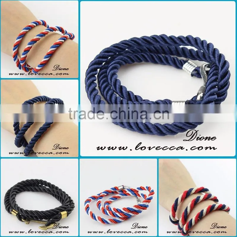 New Arrival Wholesale Multilayer Handmade Nautical Rope Hook Men Anchor Bracelet