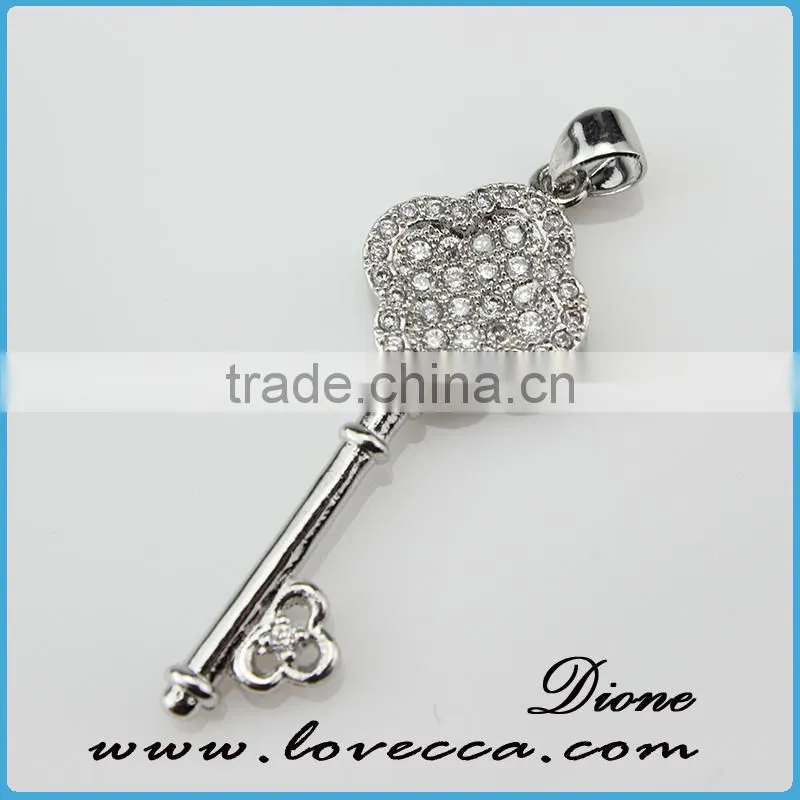 Fashion design sterling silver color pendant in pipe shape with cooper micropave setting pendant