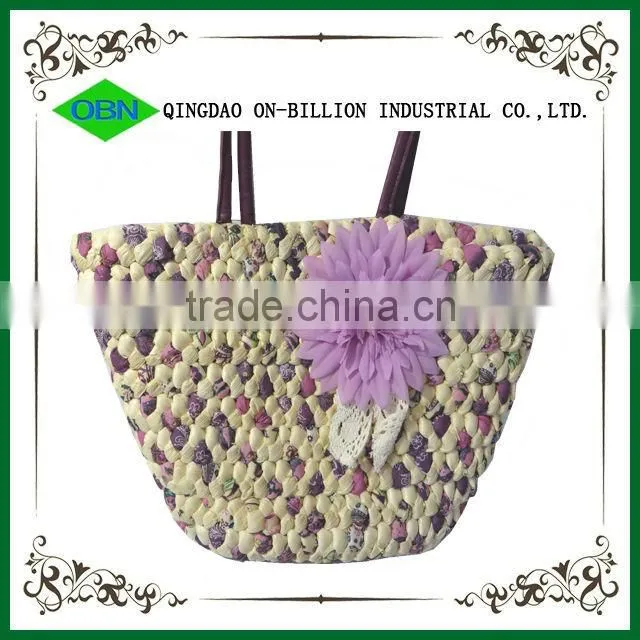 Straw beach bag straw woven handbag corn husk bag