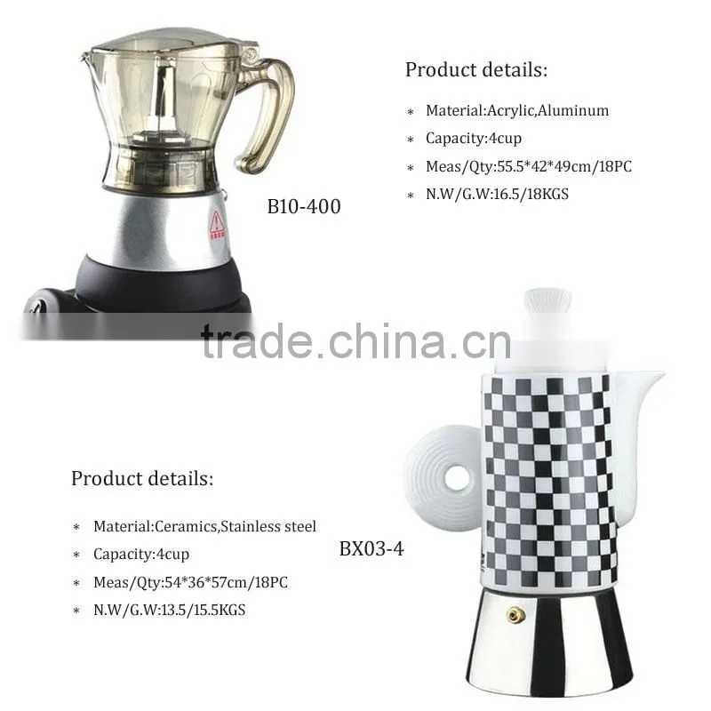 4cups electric italian moka coffee maker
