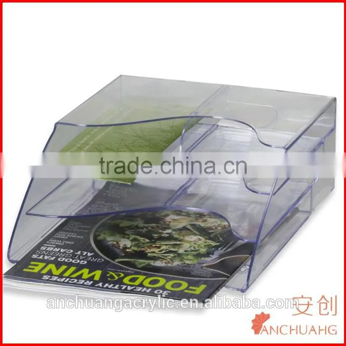 Clear Acrylic Officemate Multi-Use Literature Holder Brochure Rack with Tiered Dividable Pockets