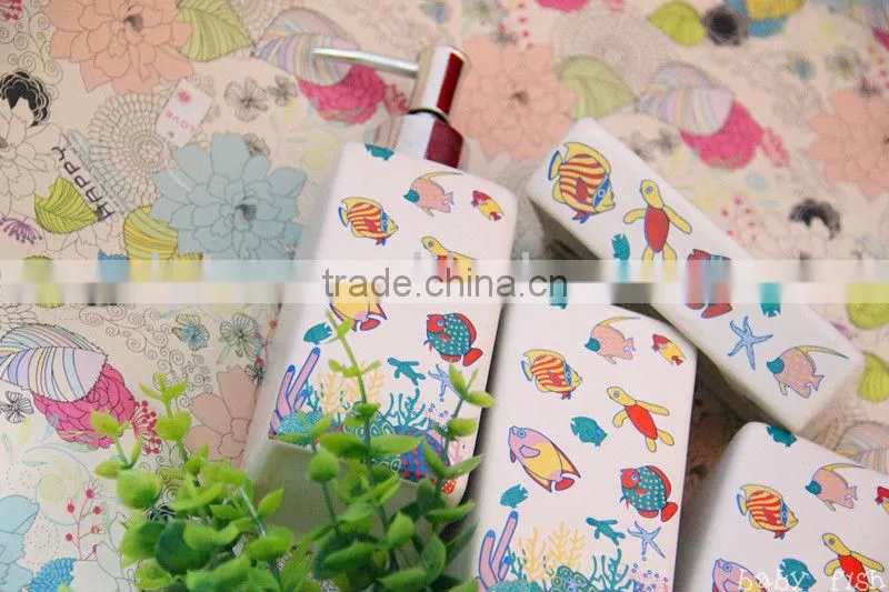 colorful funny decoration children ceramic bathroom accessories set