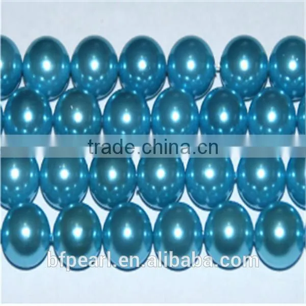 16" 10mm Monaco Blue Round Loose Shell Pearl Beads Strand Jewelry