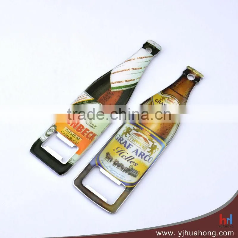 Stainless steel beer bottle openers with epoxy sticker HBO-09