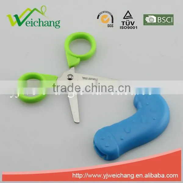 WCSC213 premium novelty wholesale soft handle colorful school children plastic scissors with funny cover New Handle Design