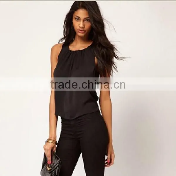 Stylish Womens Sleeveless Chiffon Tops Tank Backless Blouse Shirt Vest Casual Pleated