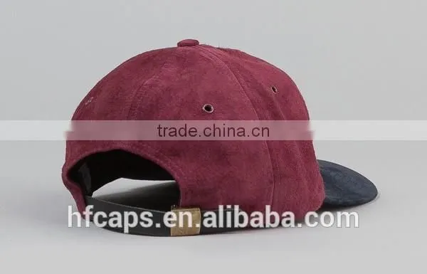 6 panel suede baseball cap custom