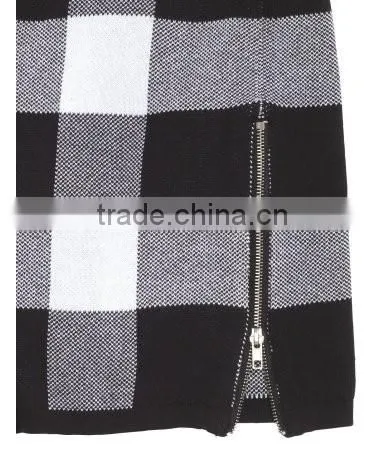 oem fashion design men o-neck fleece longline plaid long sleeve sweater