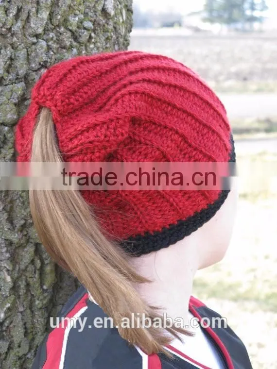 Bun Beanie Running Ponytail Toque Hat