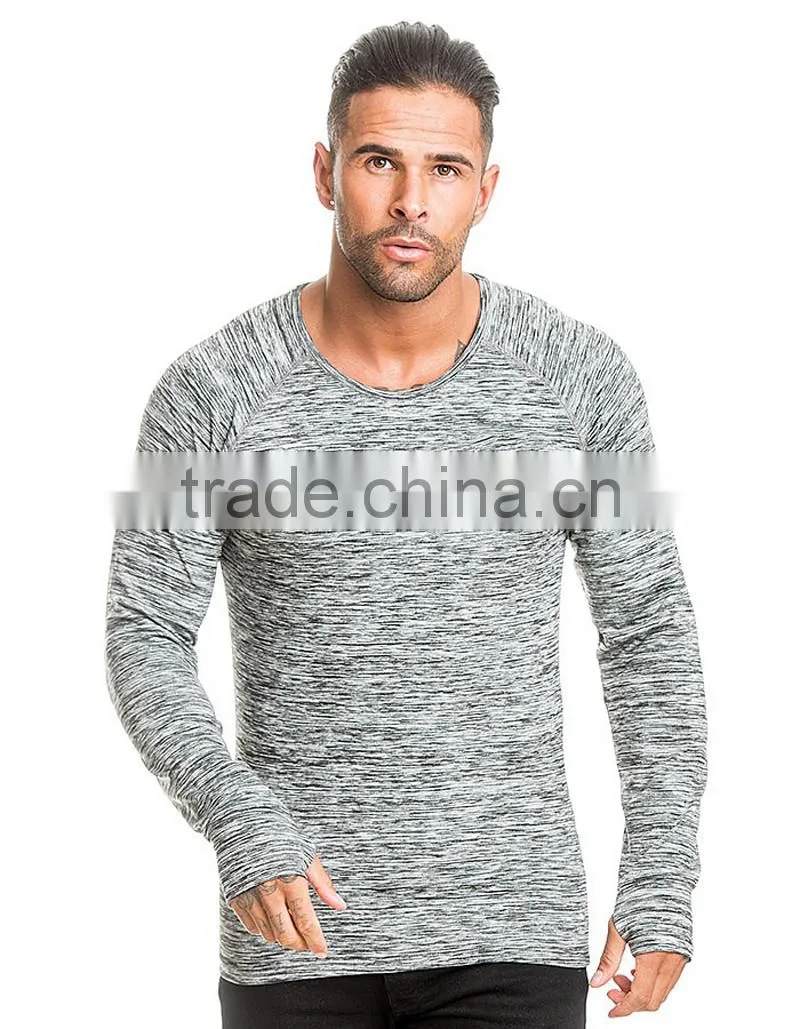 Compression long sleeve gym t shirt with scoop neck