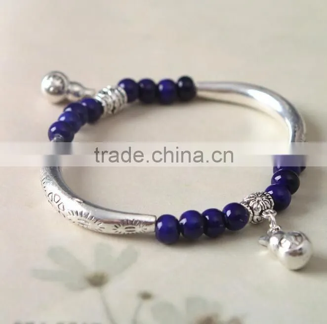 F20028N Wholesale Women Bracelet Natural Stone Beaded Custom Bracelets silver hand chains