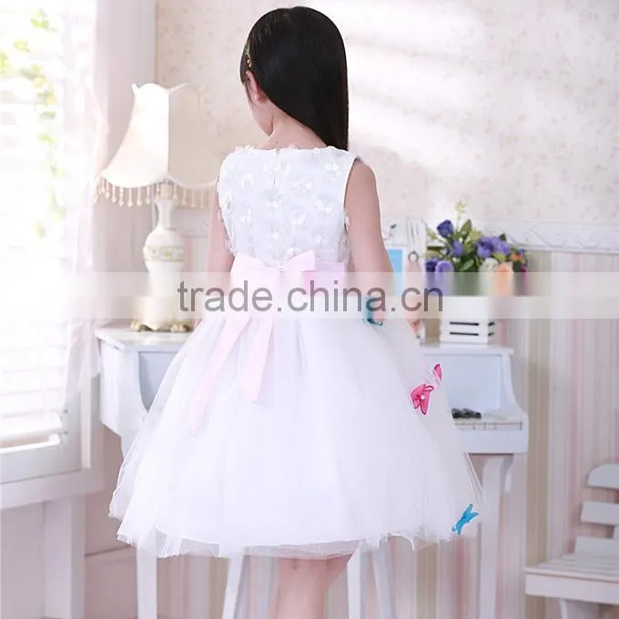 2016 Newest Girls Wedding Dresses Bows White Princess Kids Dress For Korean Style Children Clothes GD40829-9