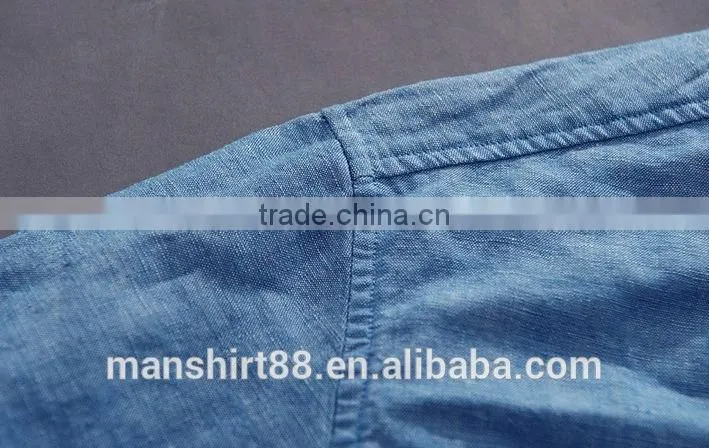 2016 new style roll up sleeve Mandarin collar linen cotton shirts for men