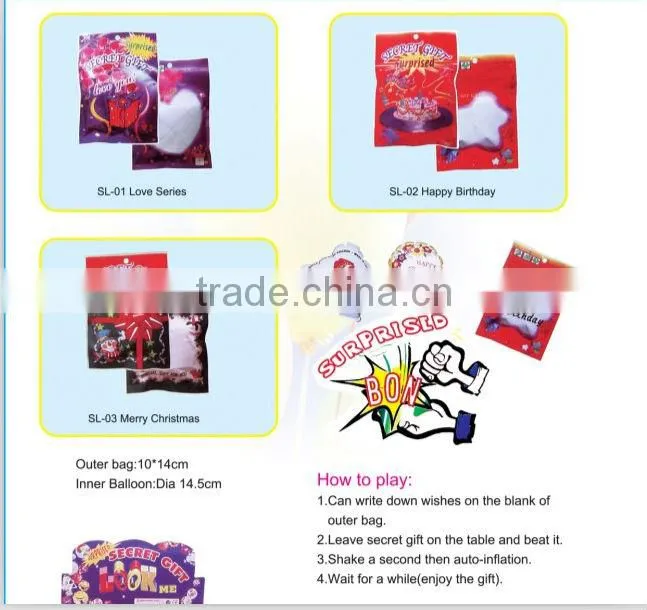 New Design Happy Birthday Secret Gift Self Inflating Foil Balloon