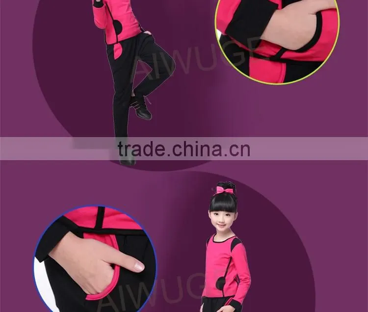 Girls Stylish Suit Kids Long Sleeve Sweatsuit Sets Children Gymnastics/Sports Suits