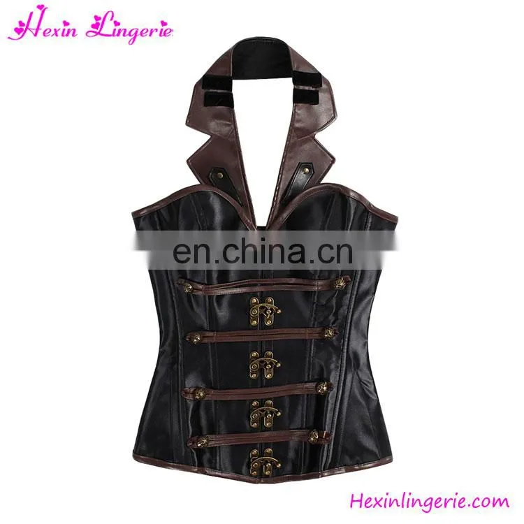 12 Boned Lace Up Brass Clasps Steampunk Overbust Full Body Corset