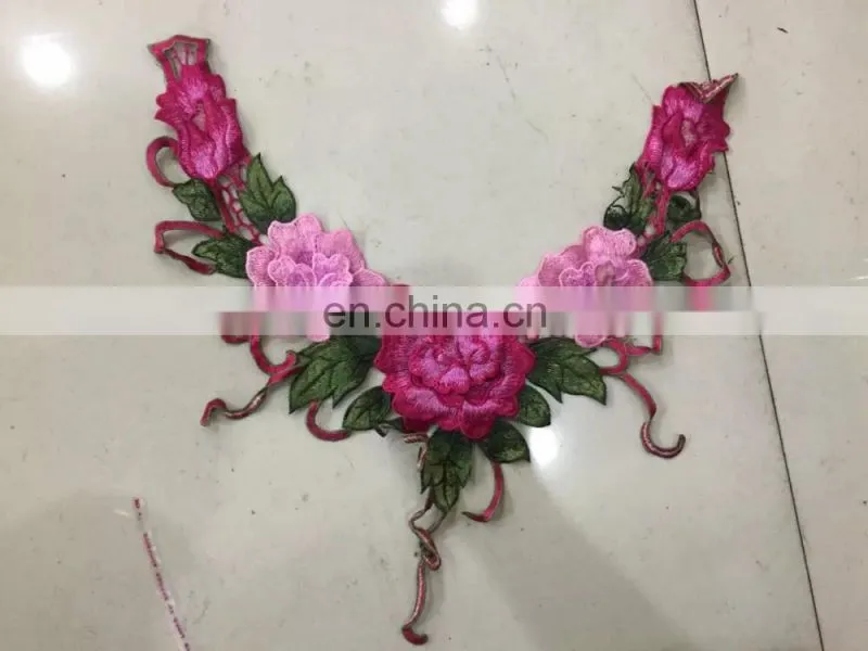 wholesale collars in stock embroidery designs flower neck lace polyester neck design in pair collar lace
