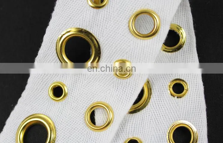 Gold eyelet style lace trim for decorative