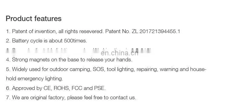 portable waterproof rechargeable emergency Light led work light rechargeable With magnetic