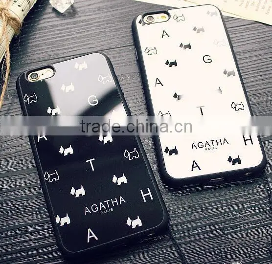 Mobile Phone case /Black and white dog mobile phone shell, lanyard protective sleeve