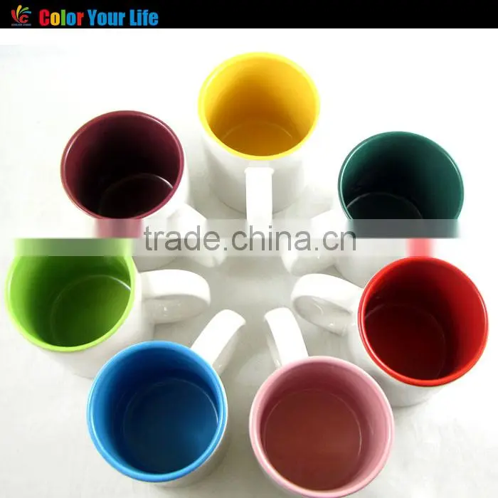 Top Sale 11OZ Cheap Inner Colorful Blank White Ceramic Sublimation Mug