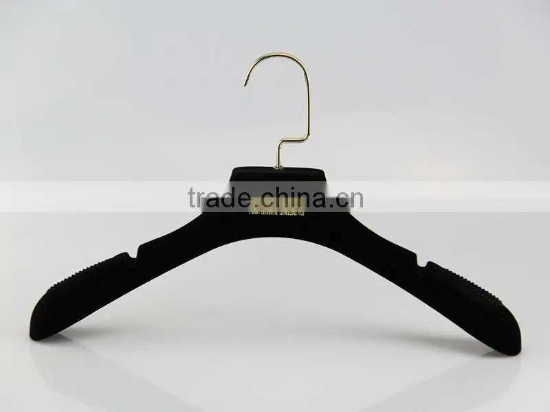 HA7064 black flocking fashionable coat hanger gold velvet hanger