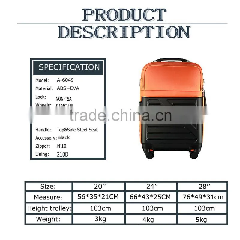 New design 20''/24''/28'' trolley luggage with outer porket hotselling in euro market