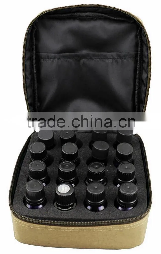 Essential Oils Carrying Case,Soft Essential oil storage organizer box,with Foam Insert,Holds (16) 5 ml, 10 ml, 15 ml bottles